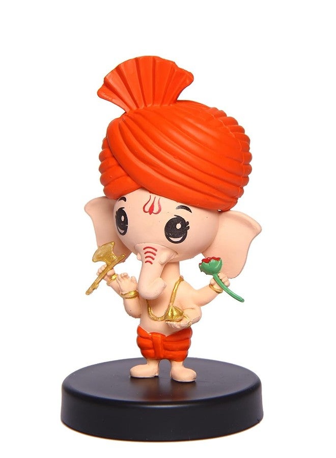Buko Bal Ganesh Bobblehead Idol - Car Dashboard & Home Decor, Ganpati Murti, Good Luck Statue with Axe & Flower - Image 3